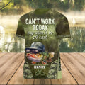 Personalized Fishing T-Shirt - Funny Gift Idea For Fishing Lover - Can't Work Today My Arm Is In A Cast