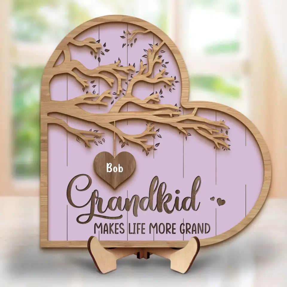 Personalized Grandma 2 Layered Wooden Art - Up to 10 Grandkids - Mother's Day Gift Idea for Grandma - Grandkid Makes Life More Grand
