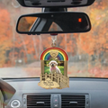 Personalized Rainbow Bridge Pet Memorial Aluminum Car Ornament - Upload Photo - Memorial Gift Idea For Pet Lovers - You Left Pawprints Forever In My Heart