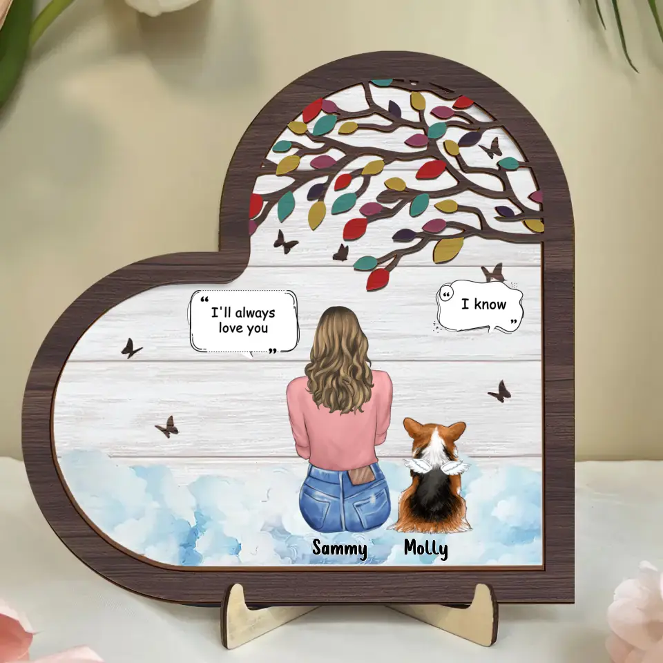 Personalized Memorial Pet 2 Layered Wooden Art - Up to 6 Dogs/Cats/Rabbits - Memorial Gift Idea for Dog/Cat Owners/Mother's Day/Father's Day