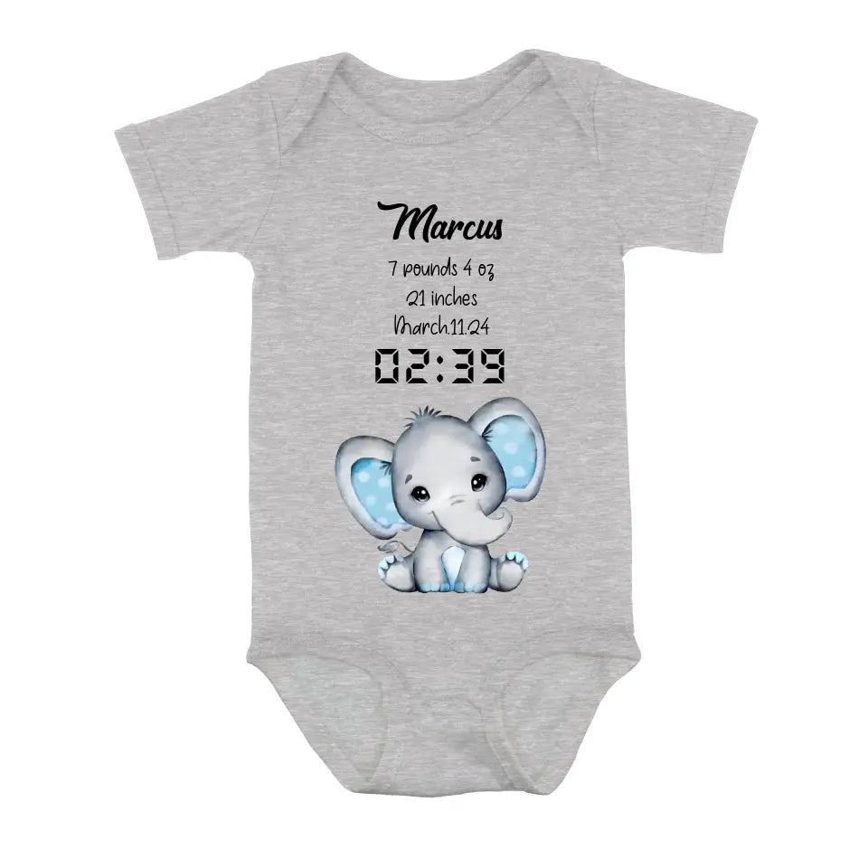 Custom Personalized Elephant Baby Onesie - Father's Day/Mother's Day Gift Idea