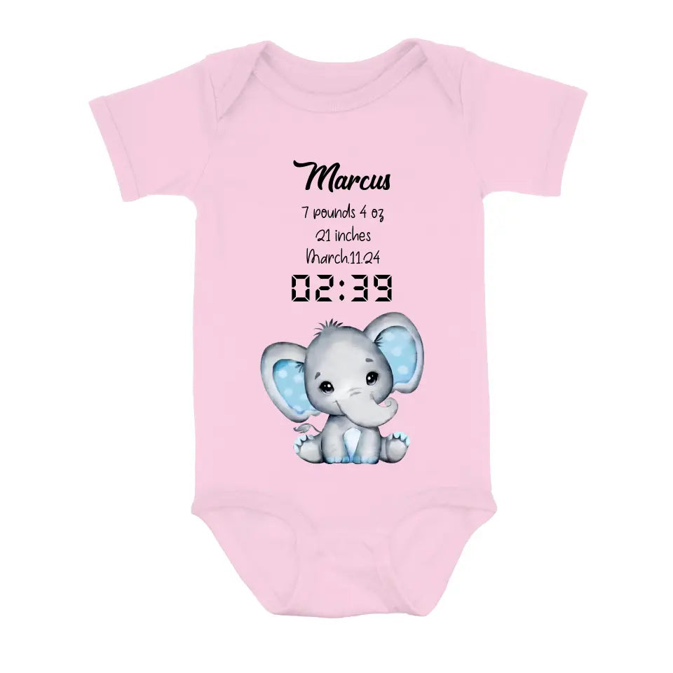 Custom Personalized Elephant Baby Onesie - Father's Day/Mother's Day Gift Idea
