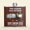 Personalized Camping Leather Flask - Retirement Gift Idea For Camping Lover/Grandparents - The Legend Has Retired Not My Problem Anymore
