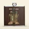 Personalized American Army Boots Leather Flask - Gift Idea For Dad/Son/Friend/Veteran - Custom Rank And Names