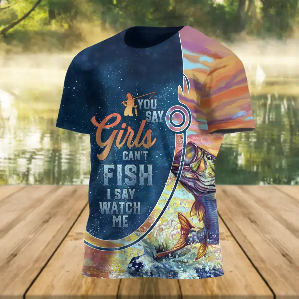 Personalized Fishing Girl AOP T-Shirt - Funny Gift Idea For Fishing Lovers - Reel Bitches Catch Fishes