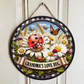 Personalized Grandma Circle Wooden Sign - Mother's Day Gift Idea For Grandma - Up to 6 Kids - Grandma's Love Bugs
