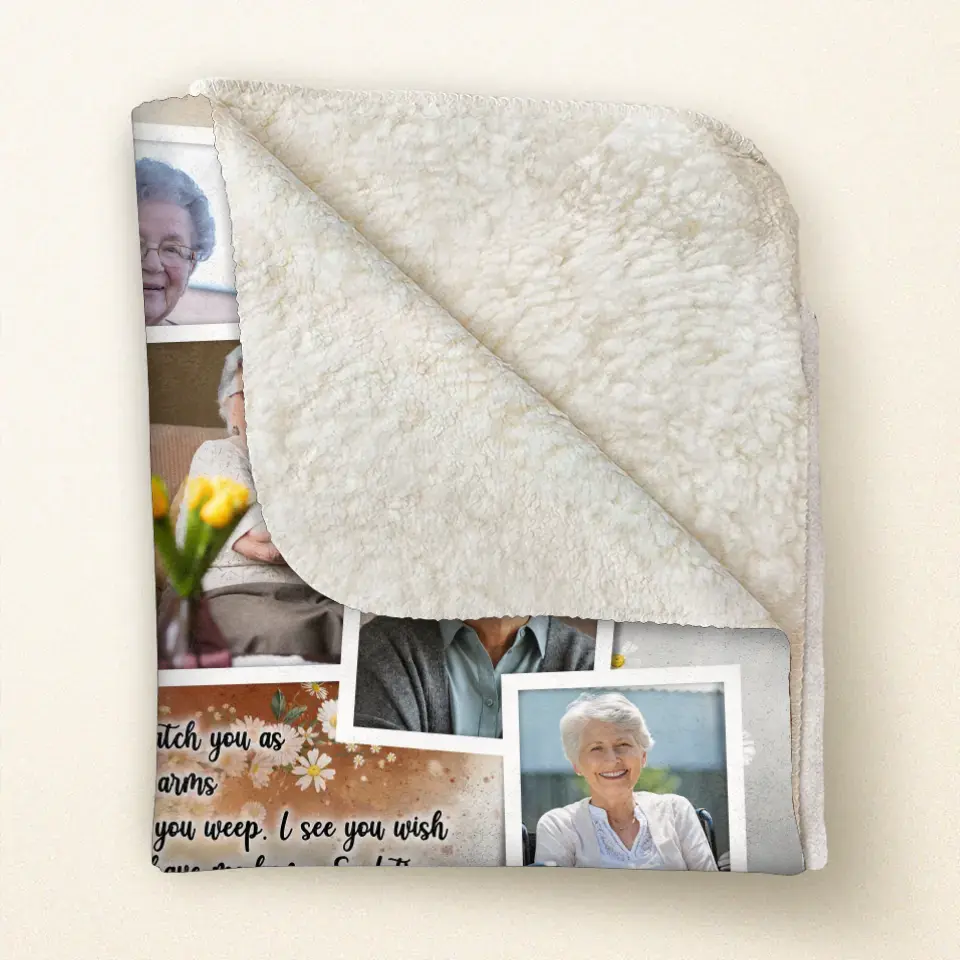 Personalized Memorial Photo Fleece Throw/Quilt Blanket - Upload Photo - Memorial Gift Idea For Family Member - As I Sit In Heaven & Watch You Everyday