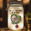 Personalized Memorial Photo Mason Jar Light - Memorial Gift Idea for Mother's Day/Father's Day - You Left Paw Prints On My Heart