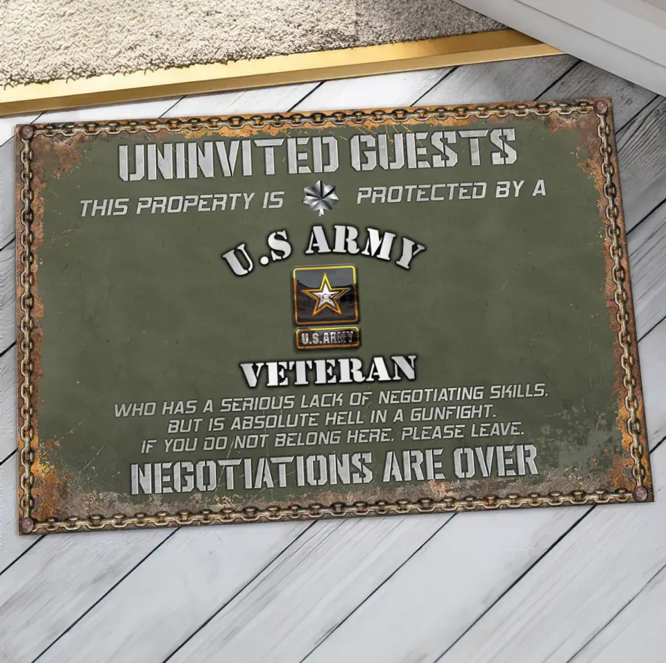 Personalized Veteran Home Doormat - Gift Idea For Veteran - Uninvited Guests This Property Is Protected By A Veteran