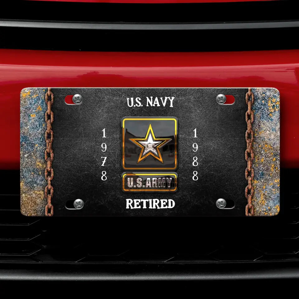 Custom Personalized Retired Veteran License Plate - Father's Day Gift Idea for Veteran