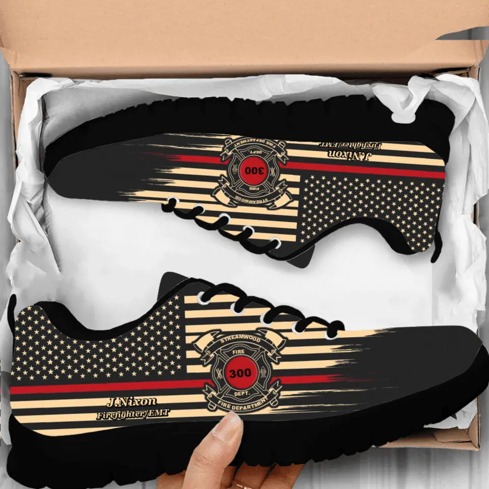 Personalized Fire Fighter/EMT/EMS Sneakers - Gift Idea For Fire Fighter/Father's Day