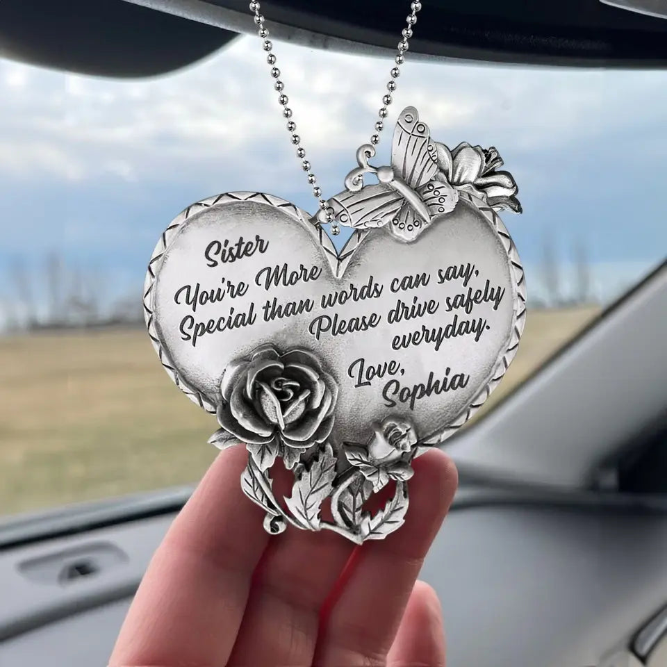 Personalized Drive Safely Aluminum Car Charm - Mother's Day Gift Idea For Grandma/Mom/Sister - You're More Special Than Words Can Say