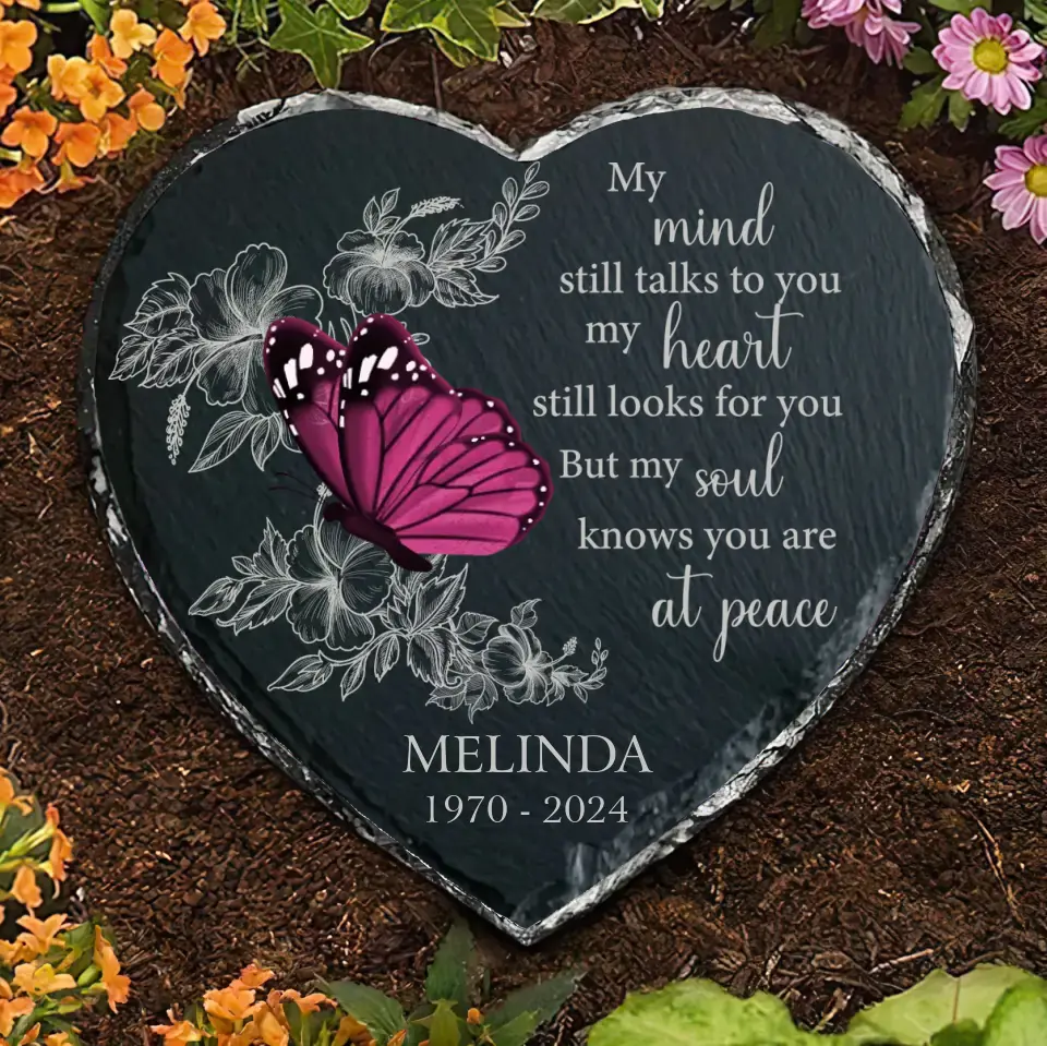Personalized Memorial Heart Lithograph - Memorial Gift Idea for Mother's Day/Father's Day - My Mind Still Talks To You My Heart Still Looks For You