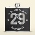 Personalized Retired Veteran Leather Flask - Father's Day Gift Idea for Veteran