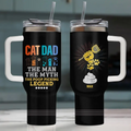 Personalized Cat Dad 40oz Tumbler - Father's Day Gift To Cat Lover - Up to 7 Cats - Cat Dad The Man The Myth The Poop Picking Legend
