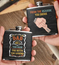 Personalized Dad Leather Flask - Up to 5 Kids - Father's Day Gift Idea for Dad - The Man The Myth The Legend