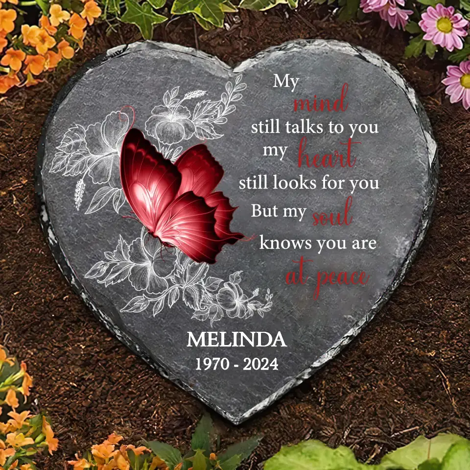 Personalized Memorial Heart Lithograph - Memorial Gift Idea for Mother's Day/Father's Day - My Mind Still Talks To You My Heart Still Looks For You