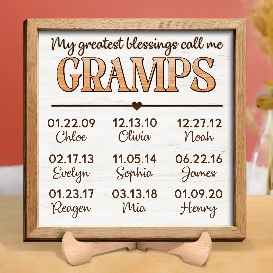 Personalized Grandpa Dad 2 Layered Wooden Art - Up to 9 Kids - Father's Day Gift Idea - My Greatest Blessings Call Me Gramps