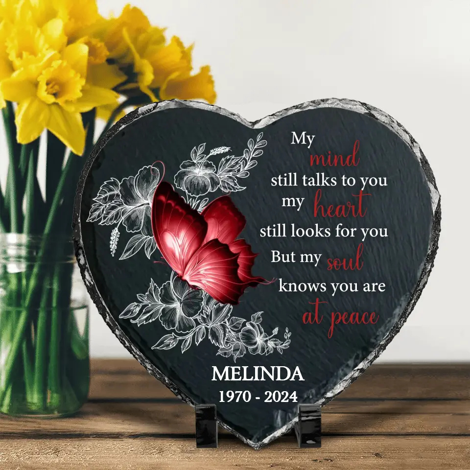 Personalized Memorial Heart Lithograph - Memorial Gift Idea for Father's Day - My Mind Still Talks To You My Heart Still Looks For You