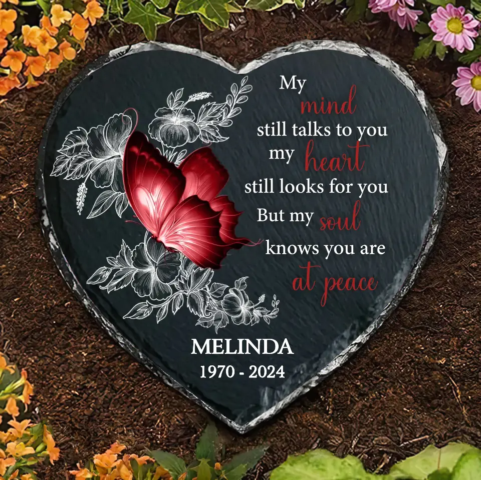 Personalized Memorial Heart Lithograph - Memorial Gift Idea for Father's Day - My Mind Still Talks To You My Heart Still Looks For You