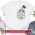 Personalized Memorial Butterfly Embroidered T-Shirt - Memorial Gift for Mother's Day/Father's Day - A Piece Of My Heart Is In Heaven