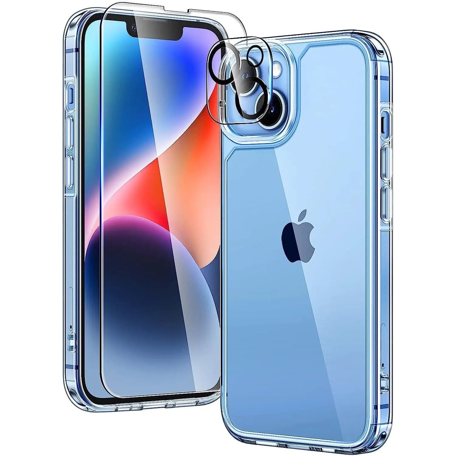 Entronix Bundle Compatible with iPhone 13 Mini - [Hard Back] Clear Case, 1 Clear Screen Protector & 1 Camera Lens Protector