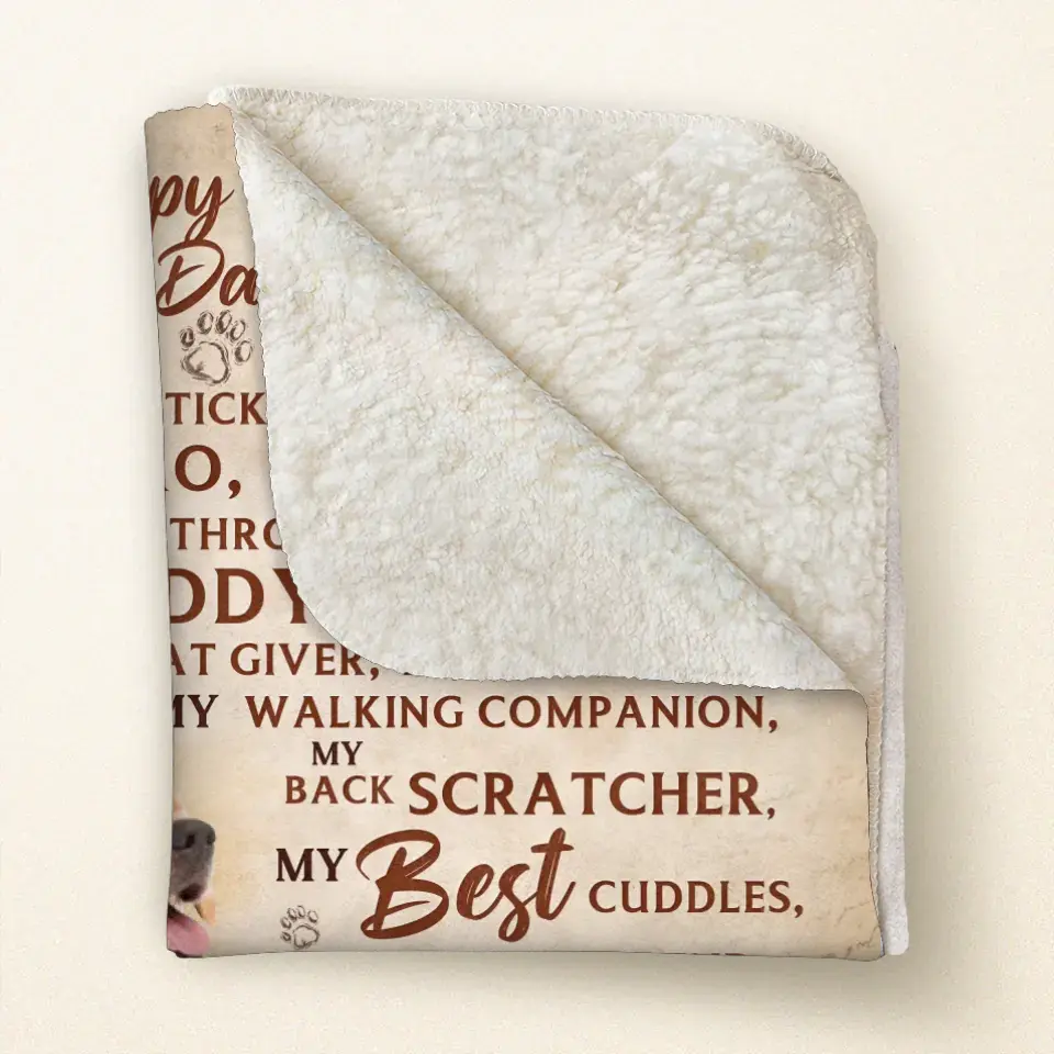 Personalized Father's Day Fleece Throw Blanket - Gift Idea For Dog Owner - Upload Dog Photo - Happy Father's Day To My Hero