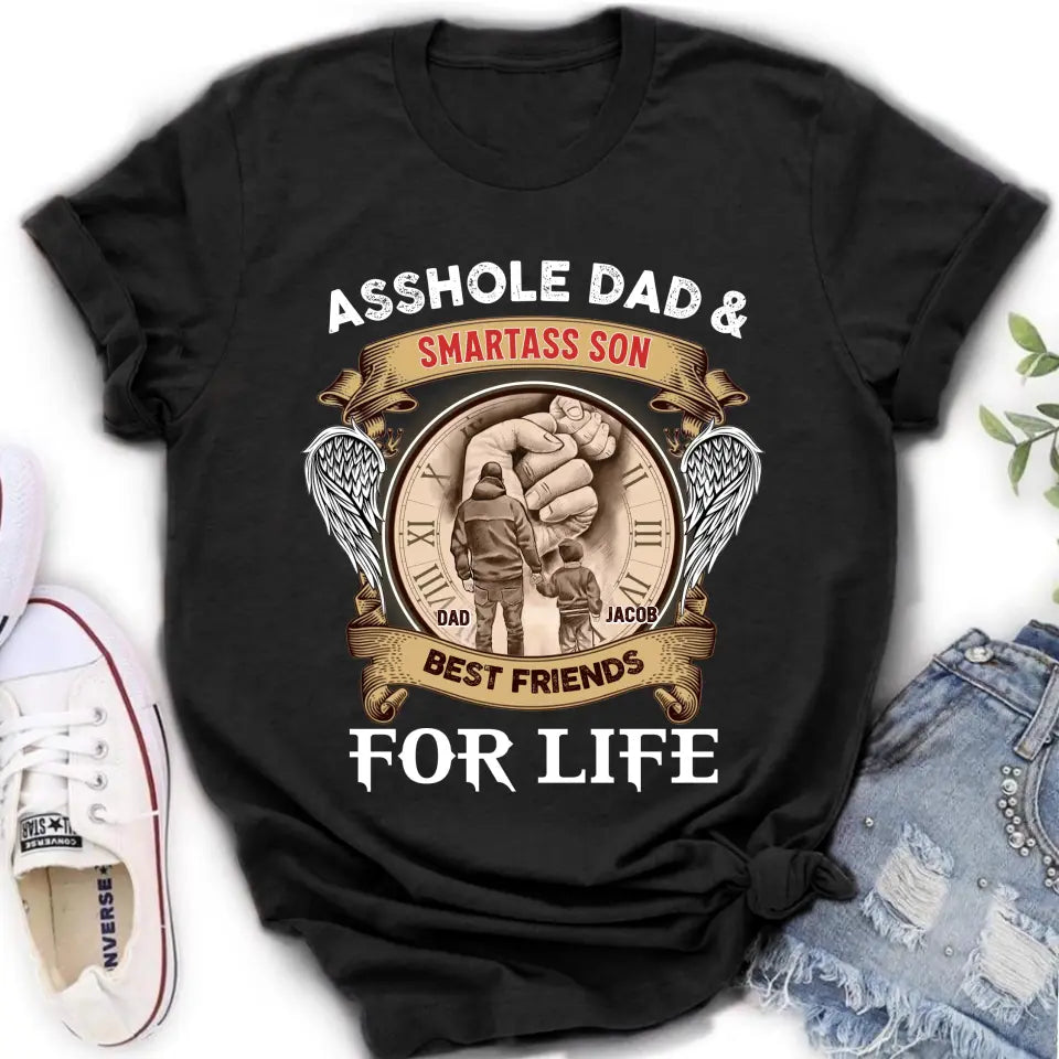 Personalized Dad Shirt/Hoodie - Father's Day Gift Idea - Asshole Dad & Smartass Son Best Friends For Life
