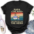 Personalized Grandpa Shirt/Hoodie - Grandpa with up to 9 Grandchildren - Father's Day Gift Idea for Grandpa - Papa The Man The Protector The Hero