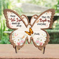 Personalized Memorial Butterfly Wooden Art Up to 5 Butterflies - Memorial Gift Idea for Family/Father's Day - Those We Love Don't Go Away They Fly Beside Us Everyday