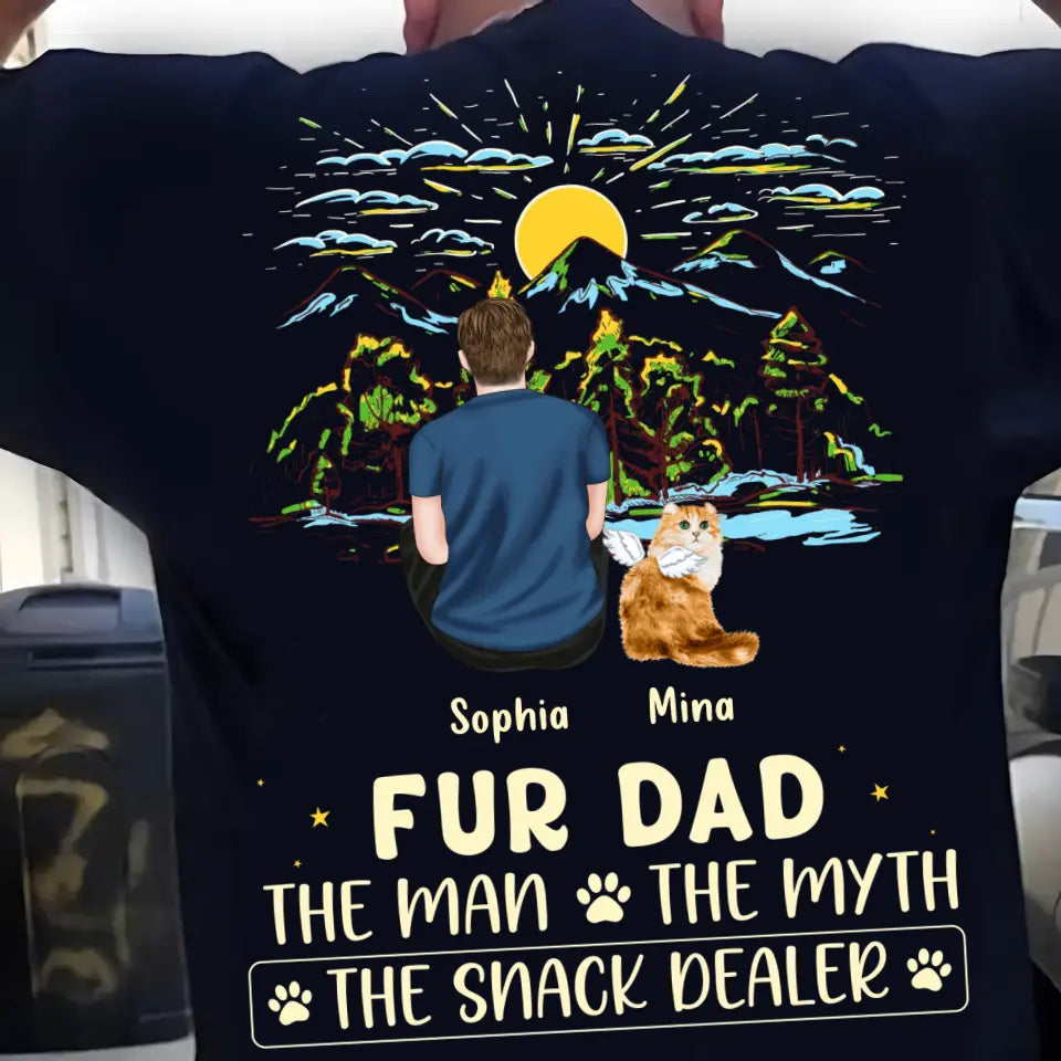 Personalized Cat Dad Shirt/Hoodie - Up to 4 Cats - Gift Idea For Father's Day/Cat Lover - Fur Dad The Man The Myth The Snack Dealer