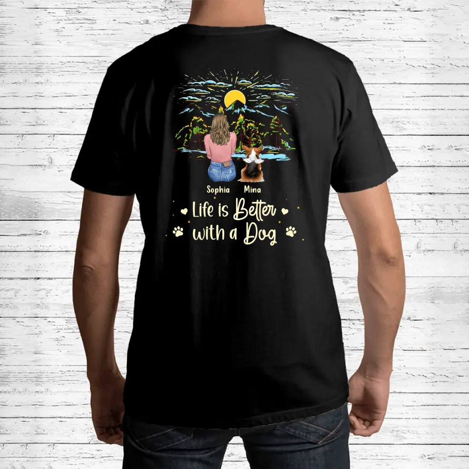 Personalized Pet Shirt/Hoodie - Up to 4 Dogs/Cats/Rabbits - Gift Idea For Pet Lover/Father's Day/Mother's Day - Life Is Better With Dogs