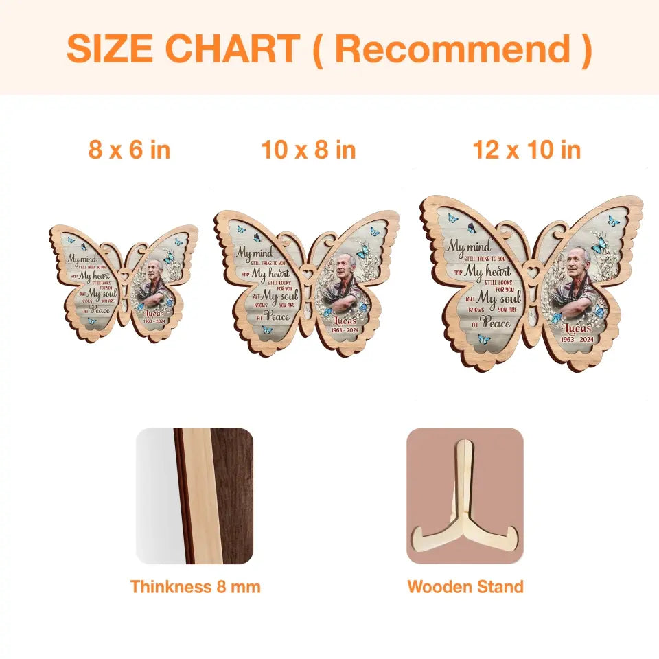 Personalized Memorial Butterfly 2 Layered Wooden Art - Upload Photo - Gift Idea For Family Member/Father's Day/Mother's Day - My Mind Still Talks To You