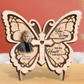 Personalized Butterfly 2 Layered Wooden Art - Upload Up to 5 People - Memorial Gift Idea For Family Member - Your Wings Were Ready But My Heart Was Not