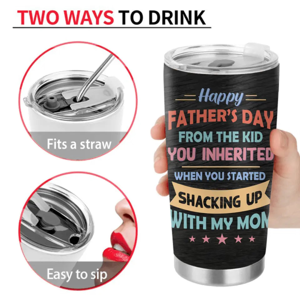 Personalized Step Dad Tumbler - Dad With Up To 5 Children - Happy Father's Day Gift Idea For Step Dad - I Realize That We're Not Biologically Related