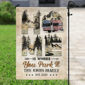 Personalized Camping Flag Sign - Gift Idea For Family/Camping Lover - Home Is Where You Park It