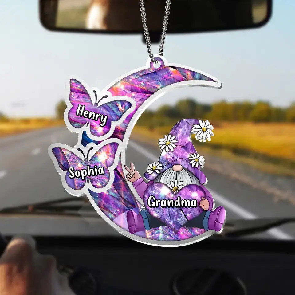 Personalized Sparkling Grandma Nana With Sweet Butterfly Kids Acrylic  Car Ornament - Gift Idea To Grandma/Mother - Up to 5 Kids