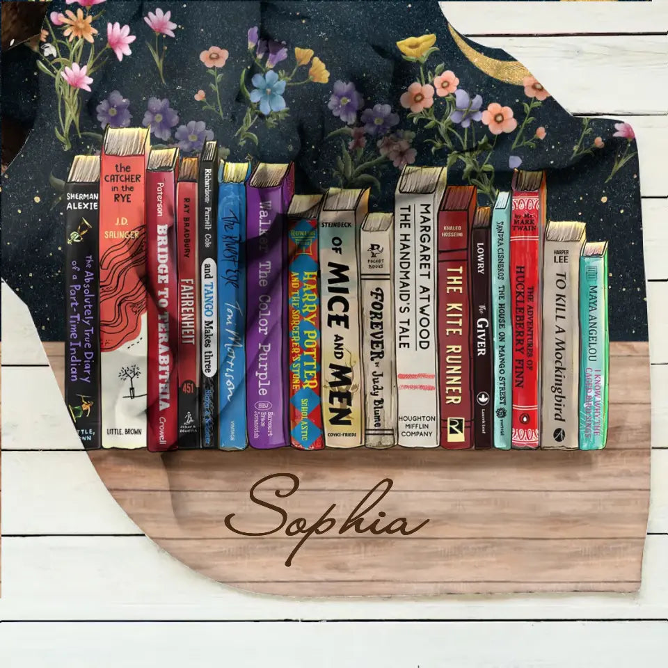 Personalized Reading Girl Quilt/Fleece Throw Blanket - Gift Idea For Book Lover