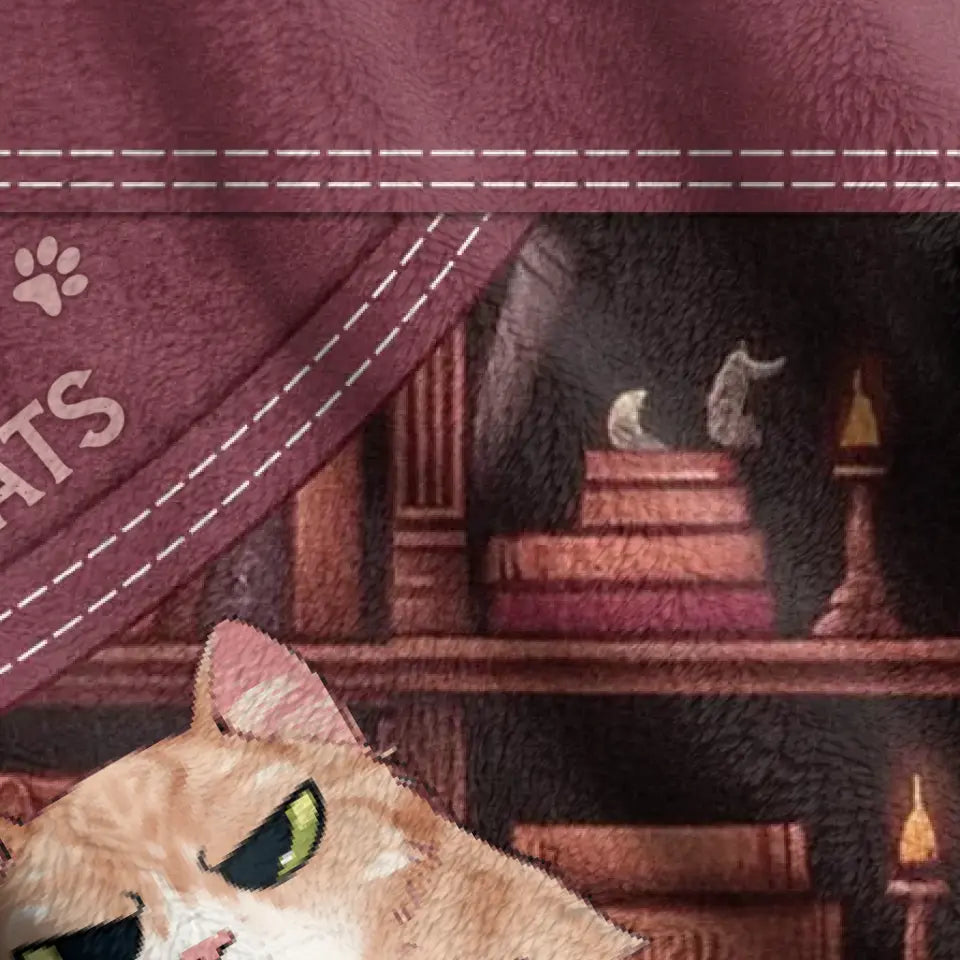 Personalized Books And Cats Quilt/Fleece Throw Blanket - Gift Idea For Book Lover - Just A Girl Who Loves Books And Cats