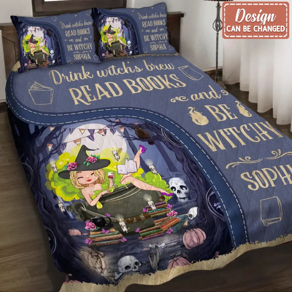 Personalized Book Witch Quilt Bed Sets - Gift Idea For Books Lover - In A World Of Book Worms Be A Book Witch