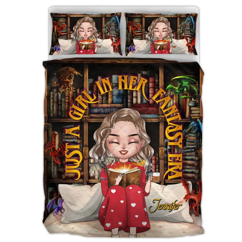 Personalized Fantasy Reading Book Quilt Bed Sets - Gift Idea For Book Lover - Just A Girl In Her Fantasy Era