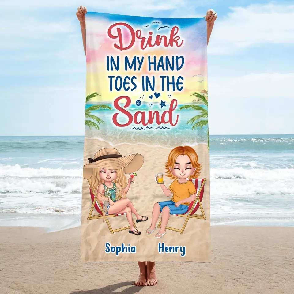 Personalized Couple Beach Towel - Gift Idea For Couple/Friends - I Love You To The Beach And Back