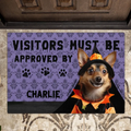 Personalized Upload Photo Doormat - Halloween Gift Idea For Dog/Cat Owner - Visitors Must Be Approved By Charlie