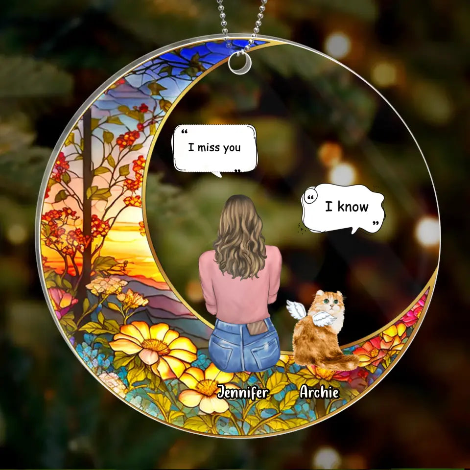 Personalized Memorial Pet Suncatcher Car Acrylic Ornament - Memorial Gift Idea For Dog/Cat/Rabbit Owners - I Miss You