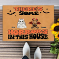 Personalized Halloween Pets Doormat - Gift Idea For Family/Pet Lover - Up to 7 Dogs/Cats - There's Some Horrors In This House