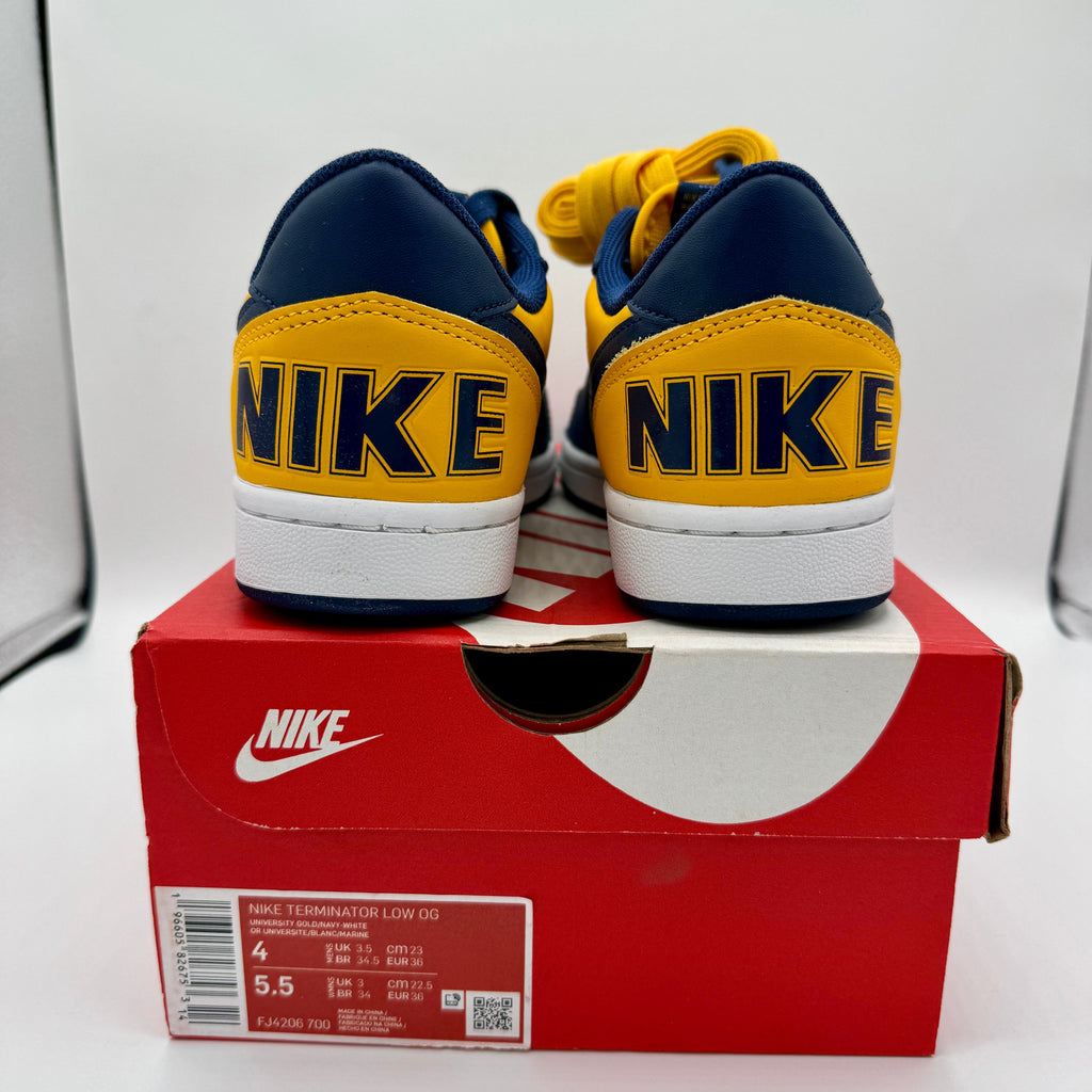 Nike Terminator Low in University Gold / Navy Blue “ Michigan “ Unisex Shoes