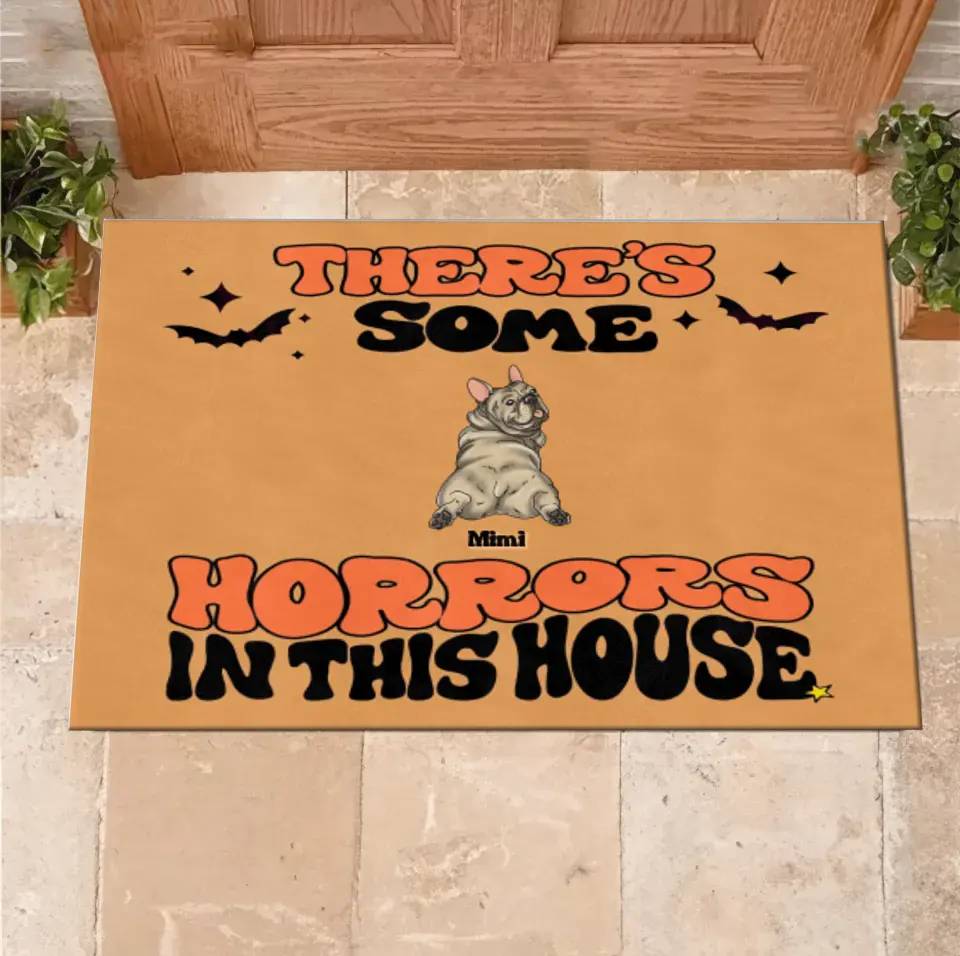 Personalized Dog Doormat - Gift Idea For Family/Dog Lover - Up to 7 Dogs - There's Some Horrors In This House