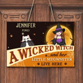 Personalized Halloween Witch Cat Wooden Sign - Gift Idea For Family/Pet Lover - Up to 7 Cats - A Wicked Witch And Her Little Meownsters Live Here