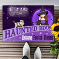 Personalized Witch Cat Doormat - Halloween Gift Idea For Family/Cat Lover - Up to 6 Cats - Haunted House Welcome Foolish Mortals