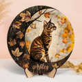 Personalized Cat Moon 2 Layered Wooden Art - Gift Idea For Cat Lover